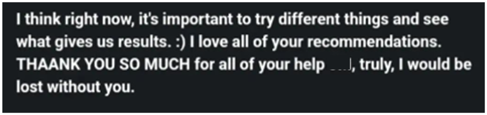 Client message thanking for recommendations